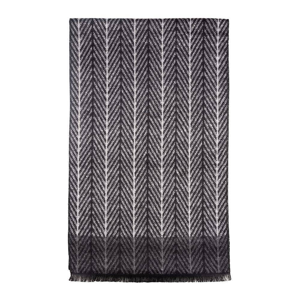 Grey Herringbone Wool Scarf for Men