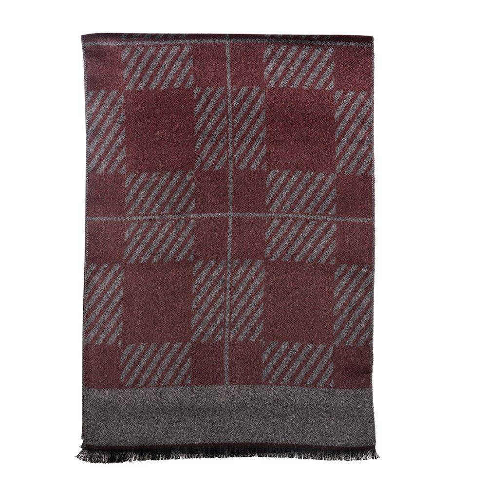 Burgundy Striped Wool Scarf for Men