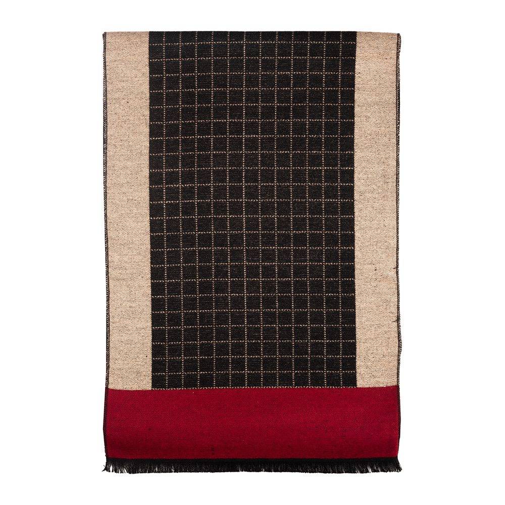 Cream Checked Wool Scarf for Men