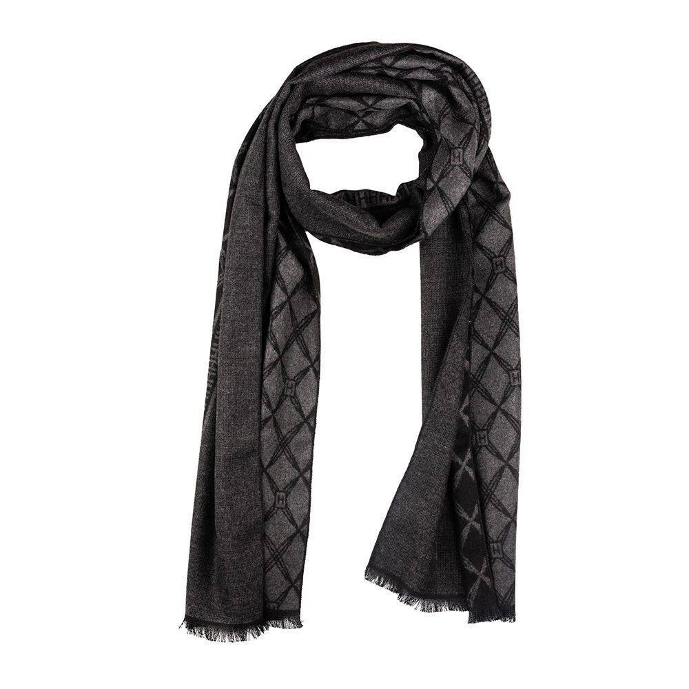 Black Checked Wool Scarf for Men