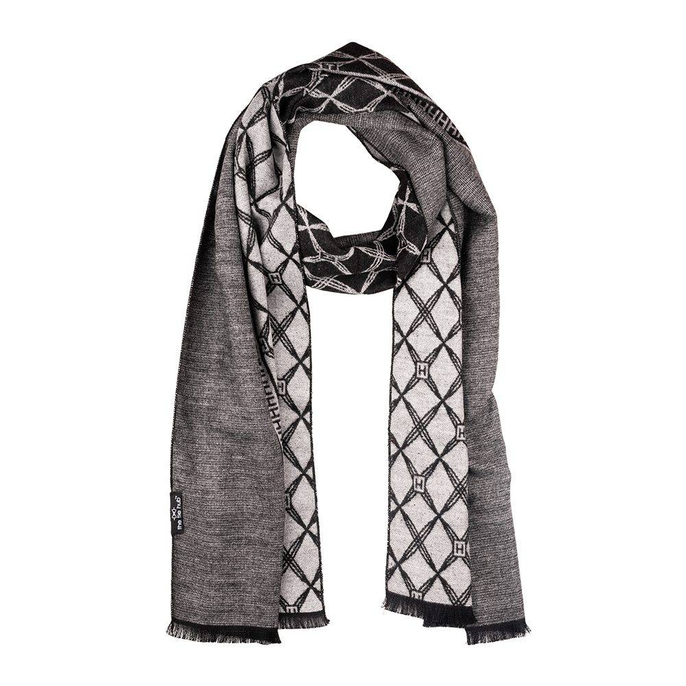 Cream Geometric Wool Scarf for Men