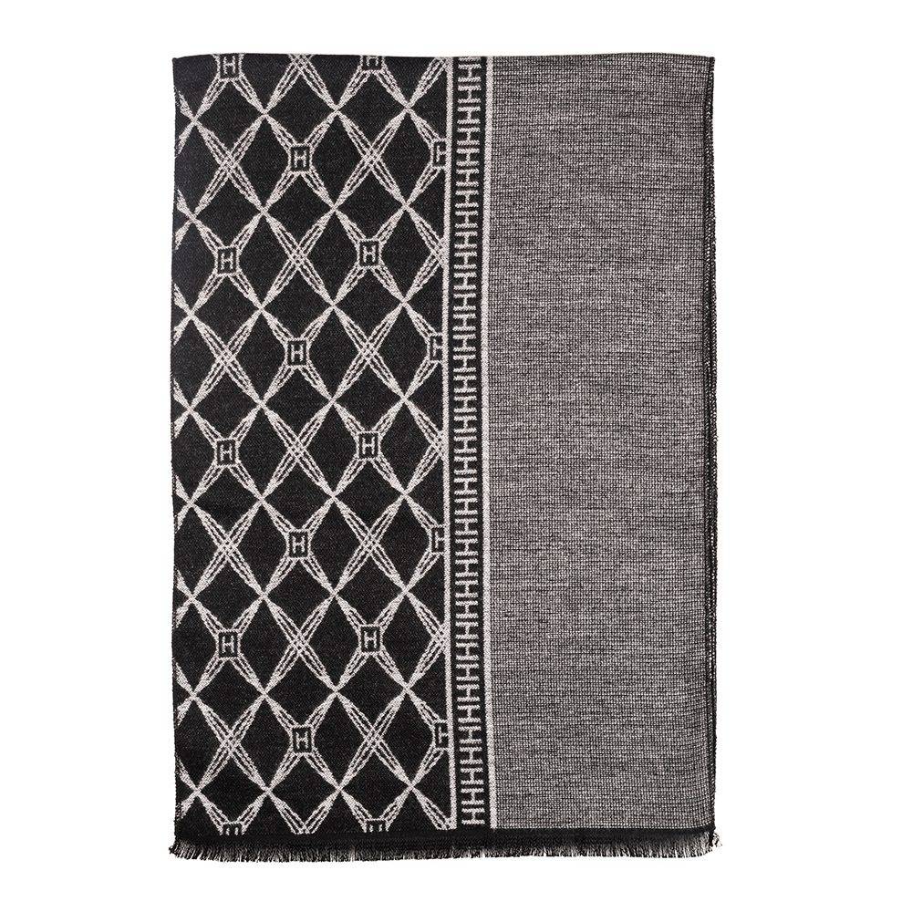 Cream Geometric Wool Scarf for Men