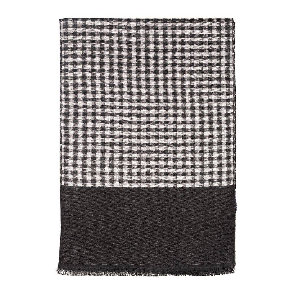 Cream Checked Wool Scarf for Men