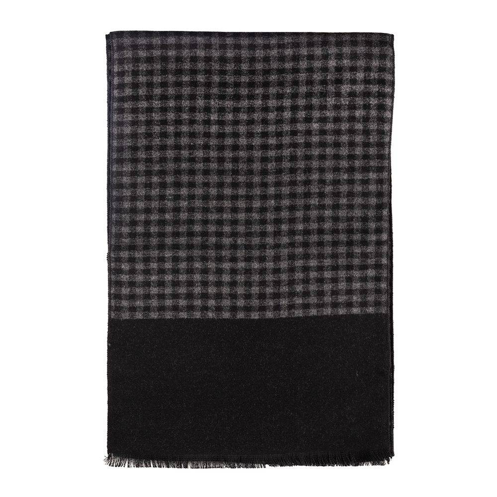 Grey Checked Wool Scarf for Men
