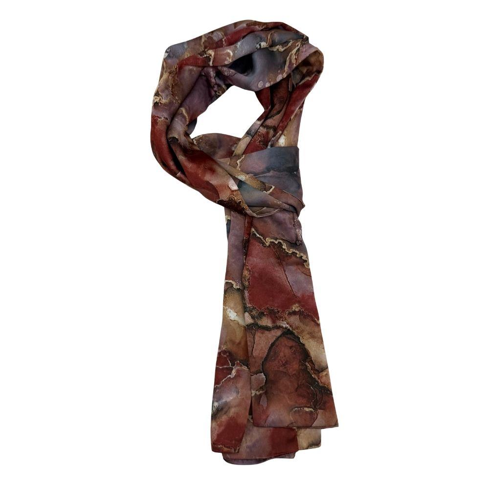 Pink Abstract Silk Scarf for Men