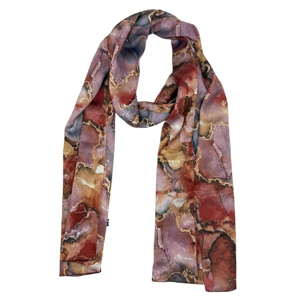 Pink Abstract Silk Scarf for Men