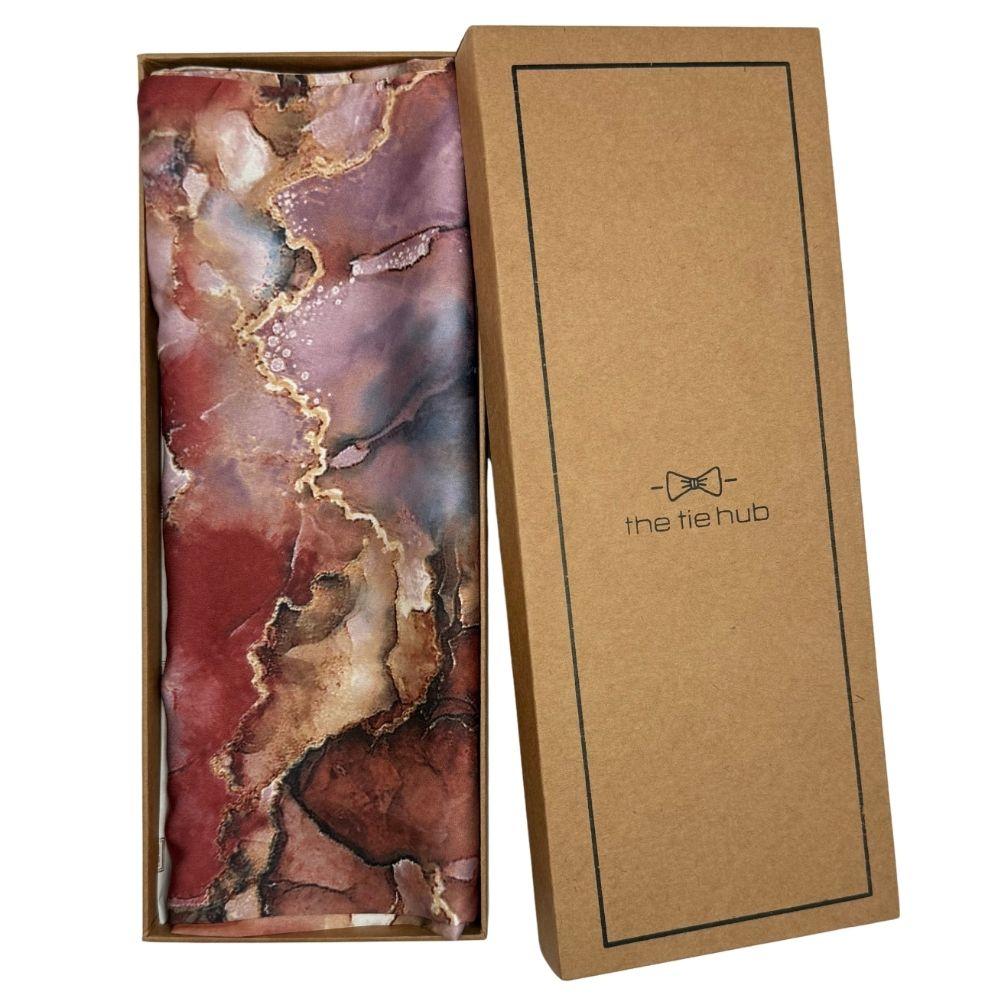 Pink Abstract Silk Scarf for Men