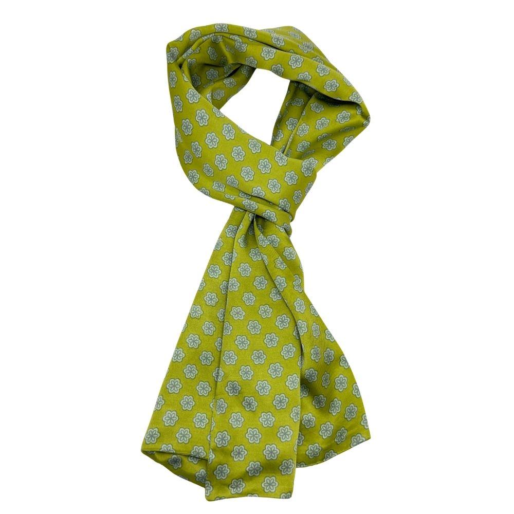 Green Floral Silk Scarf for Men