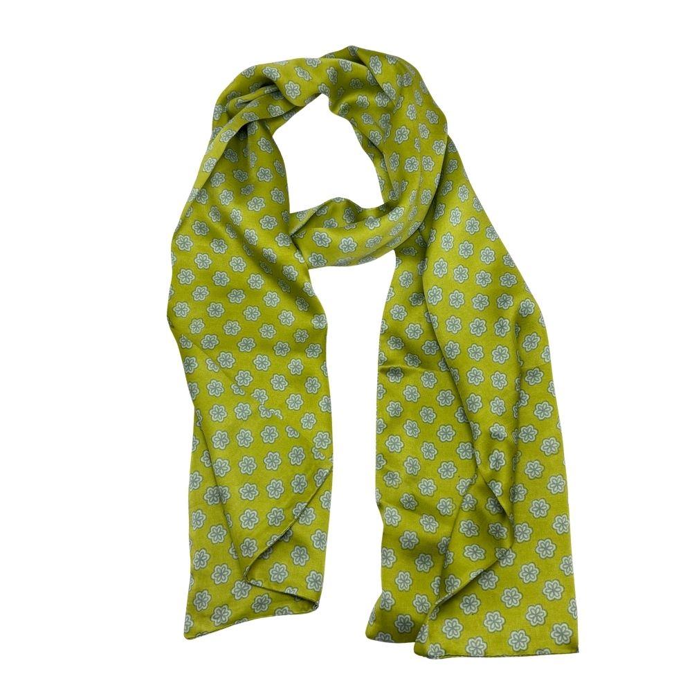 Green Floral Silk Scarf for Men