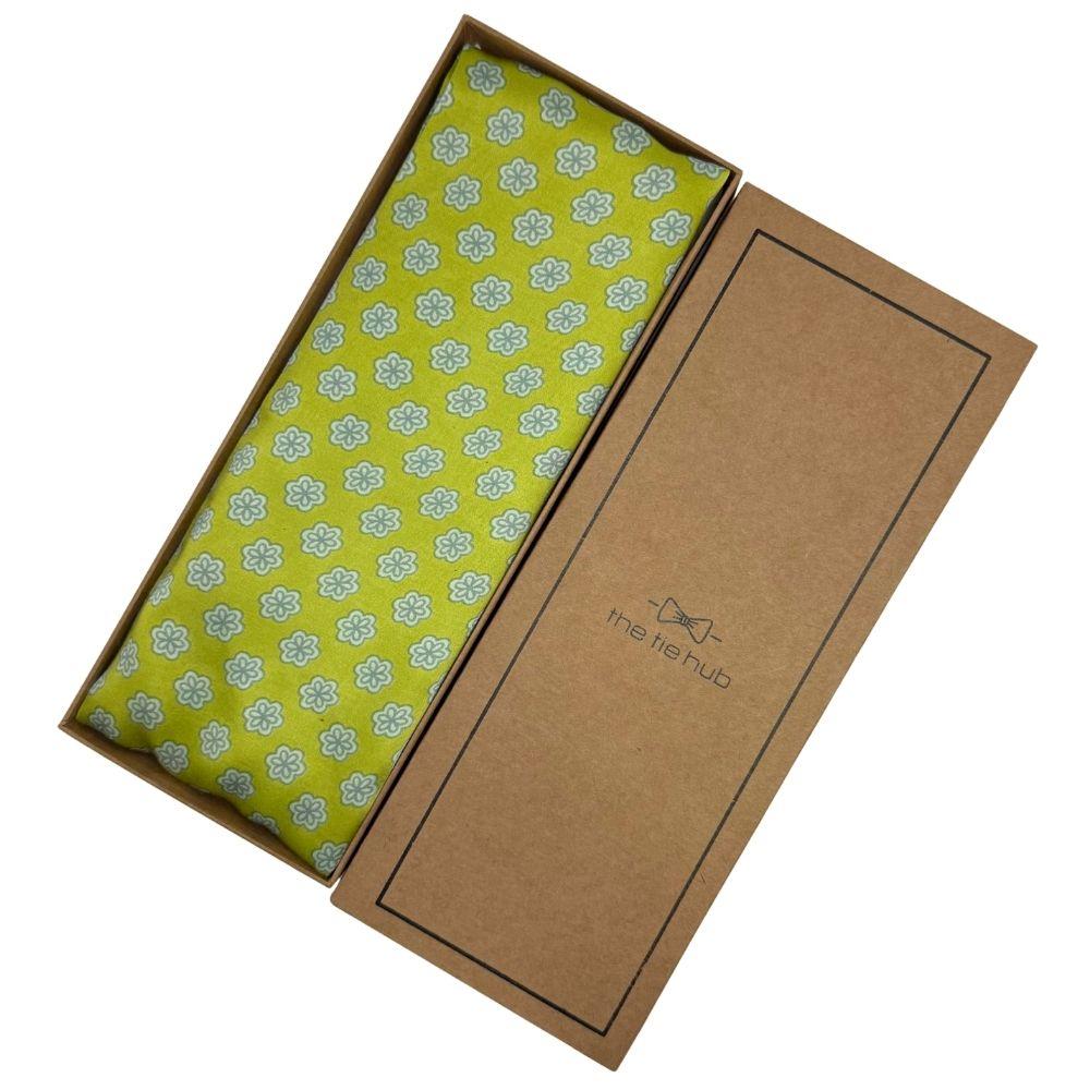 Green Floral Silk Scarf for Men