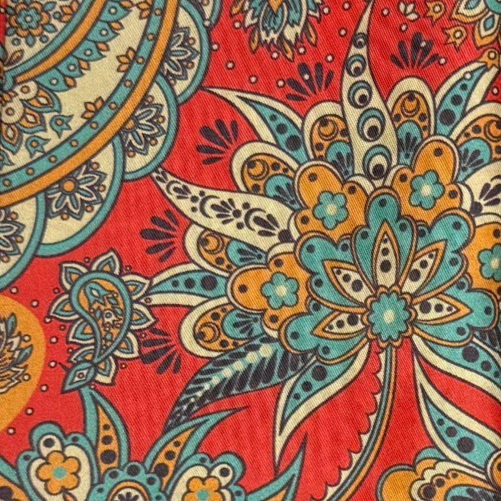 Orange Paisley Silk Scarf for Men