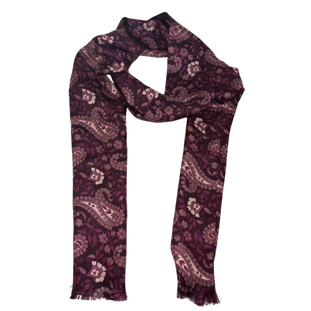 Purple Paisley Silk Scarf for Men