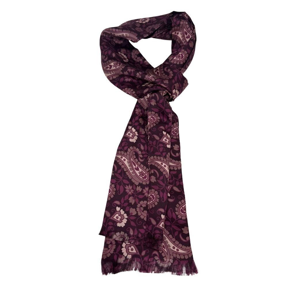 Purple Paisley Silk Scarf for Men