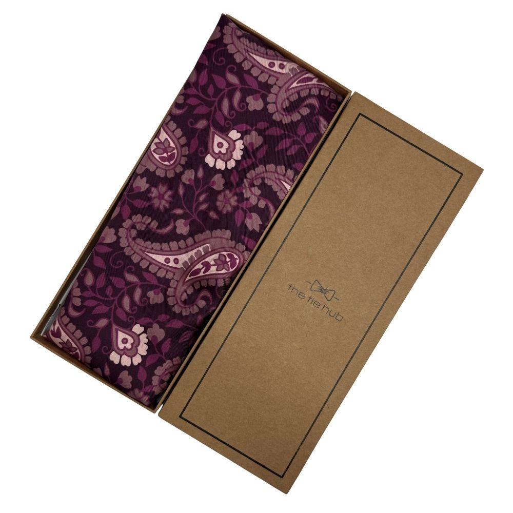 Purple Paisley Silk Scarf for Men