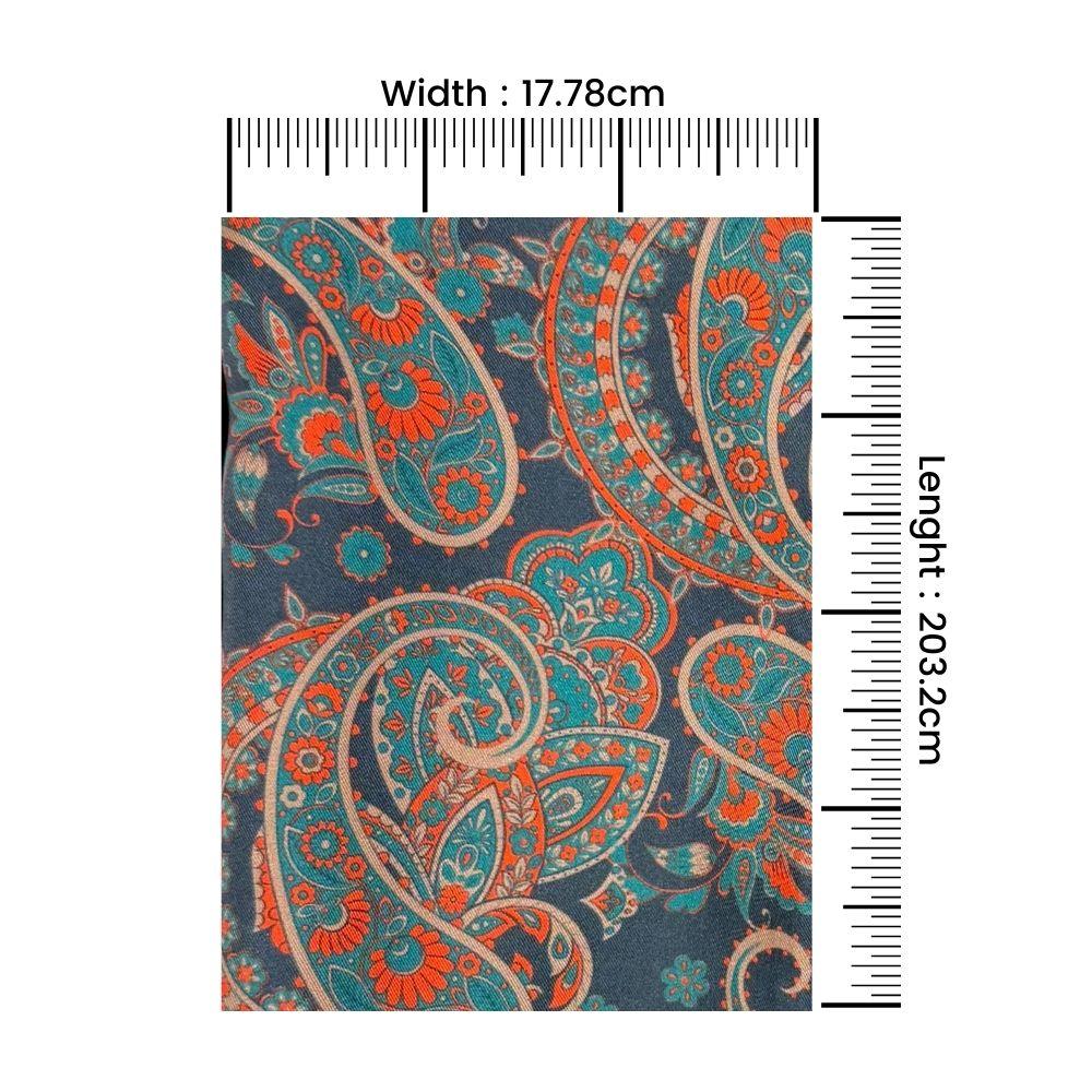 Navy Blue Paisley Silk Scarf for Men