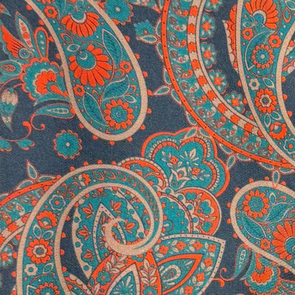 Navy Blue Paisley Silk Scarf for Men