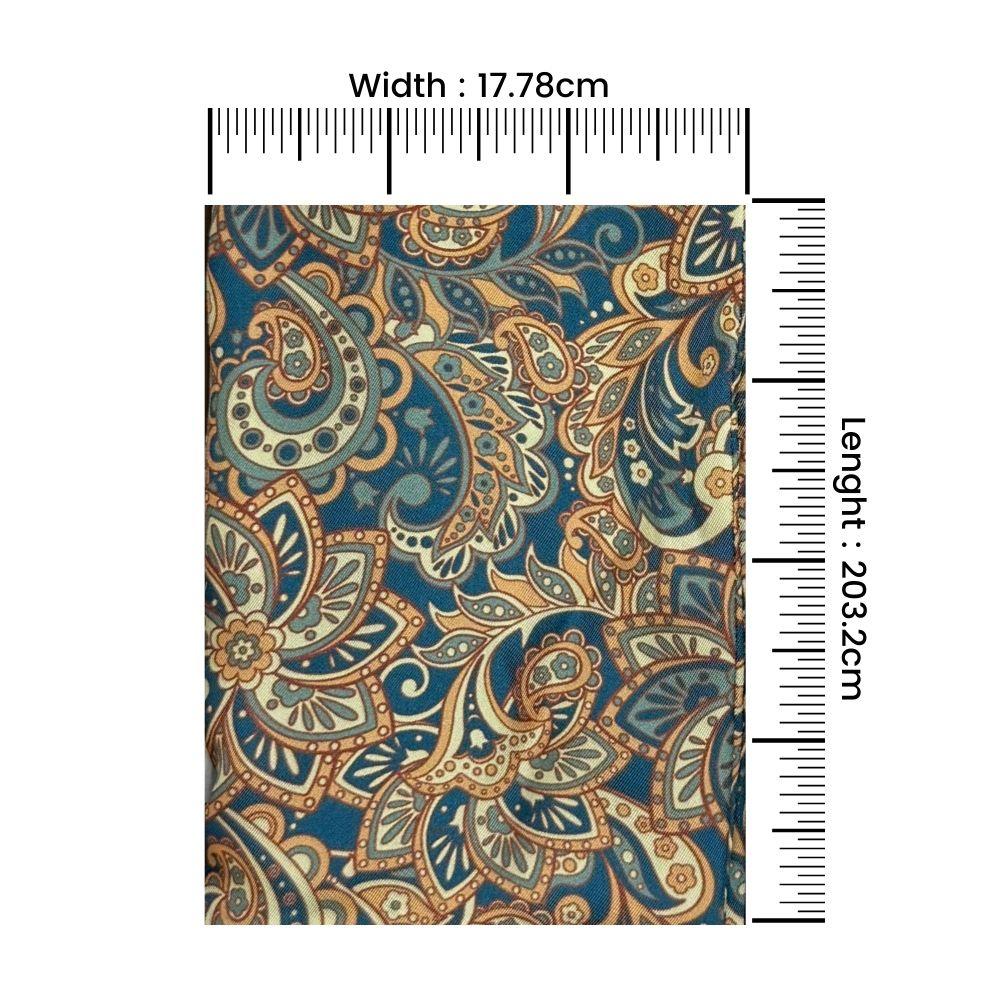 Navy Blue Paisley Silk Scarf for Men