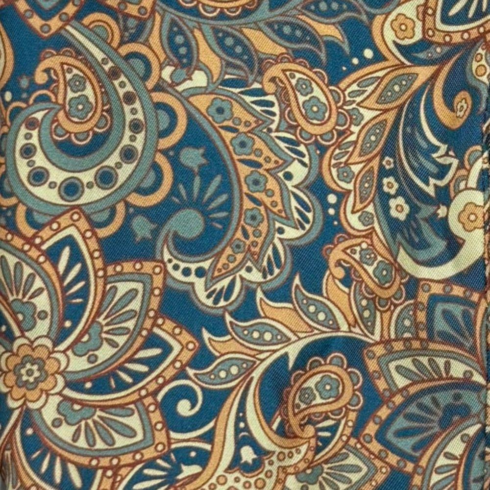 Navy Blue Paisley Silk Scarf for Men