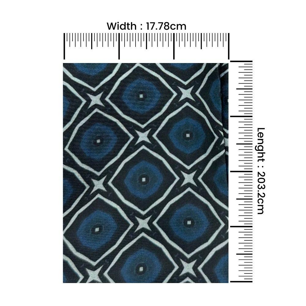 Navy Blue Geometric Silk Scarf for Men