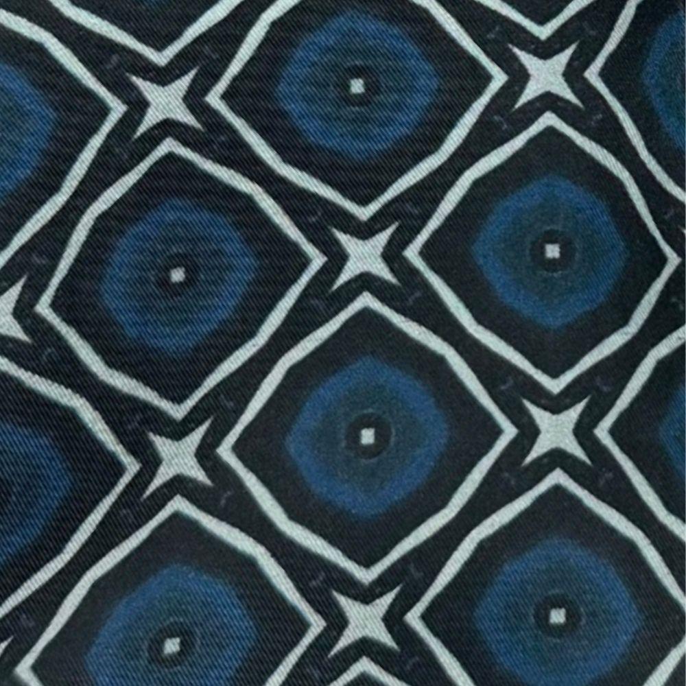 Navy Blue Geometric Silk Scarf for Men
