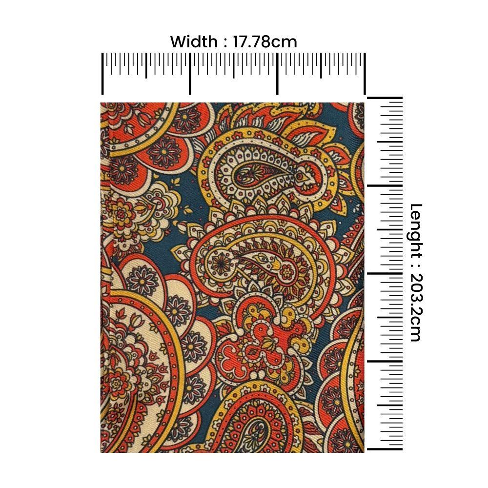 Orange Paisley Silk Scarf for Men