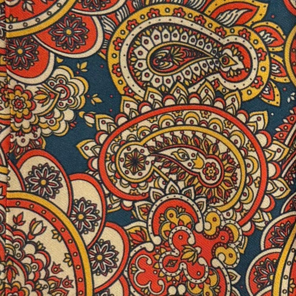 Orange Paisley Silk Scarf for Men