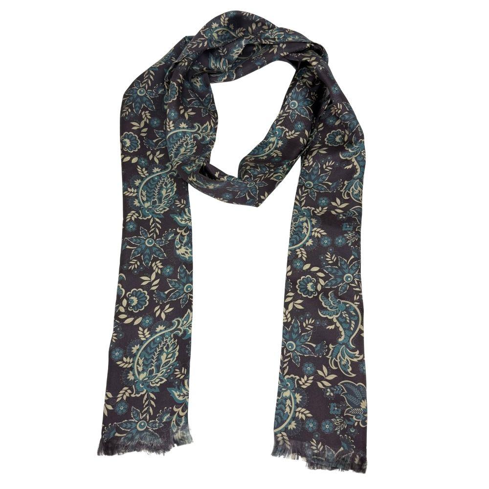 Purple Paisley Silk Scarf for Men