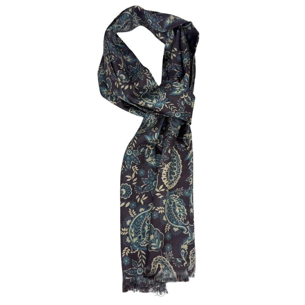 Purple Paisley Silk Scarf for Men