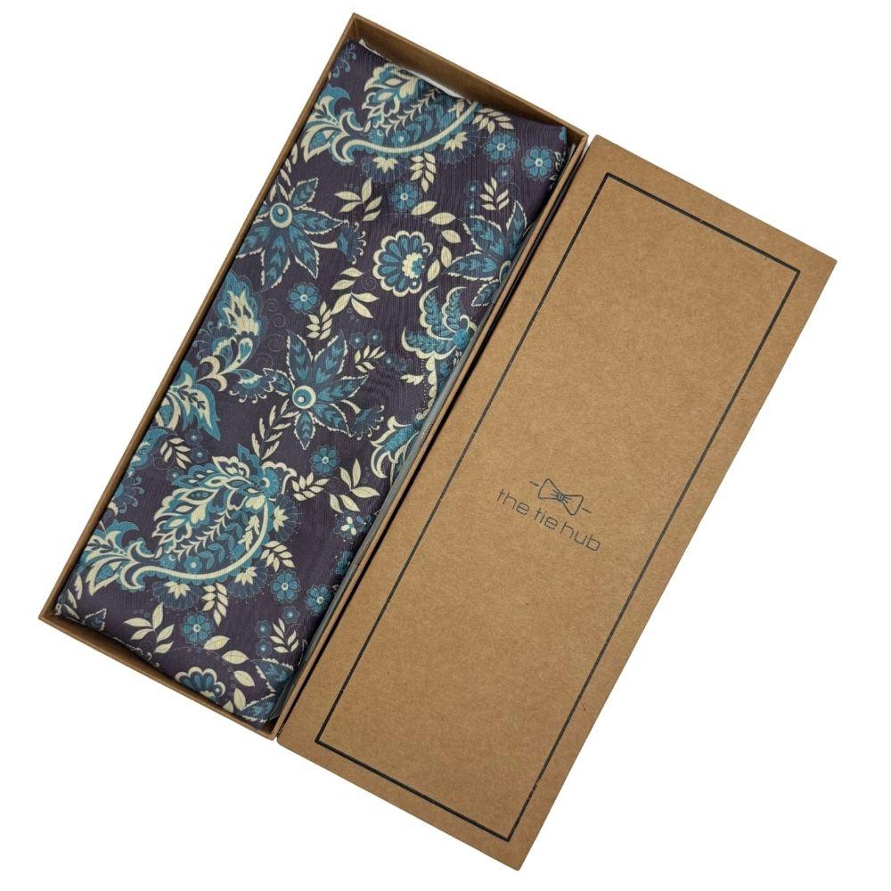 Purple Paisley Silk Scarf for Men
