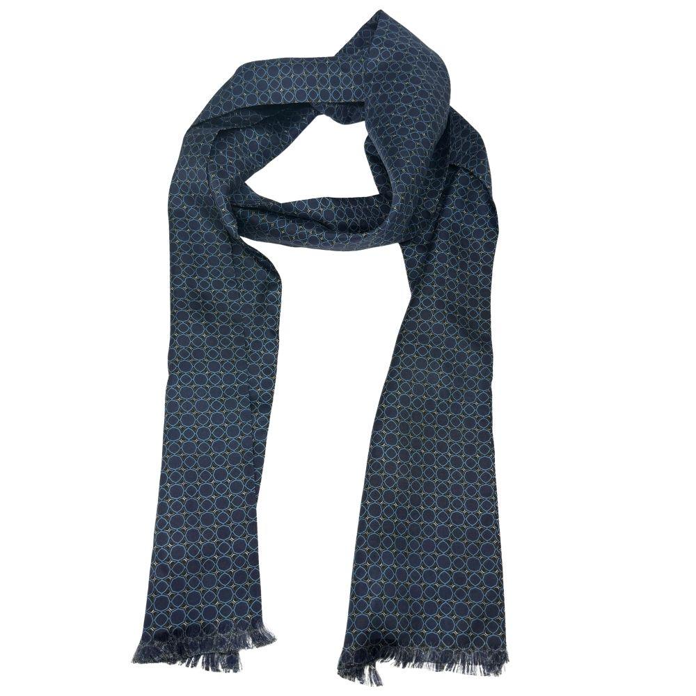 Blue Geometric Silk Scarf for Men