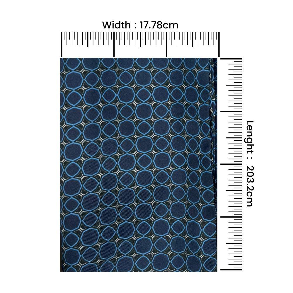 Blue Geometric Silk Scarf for Men