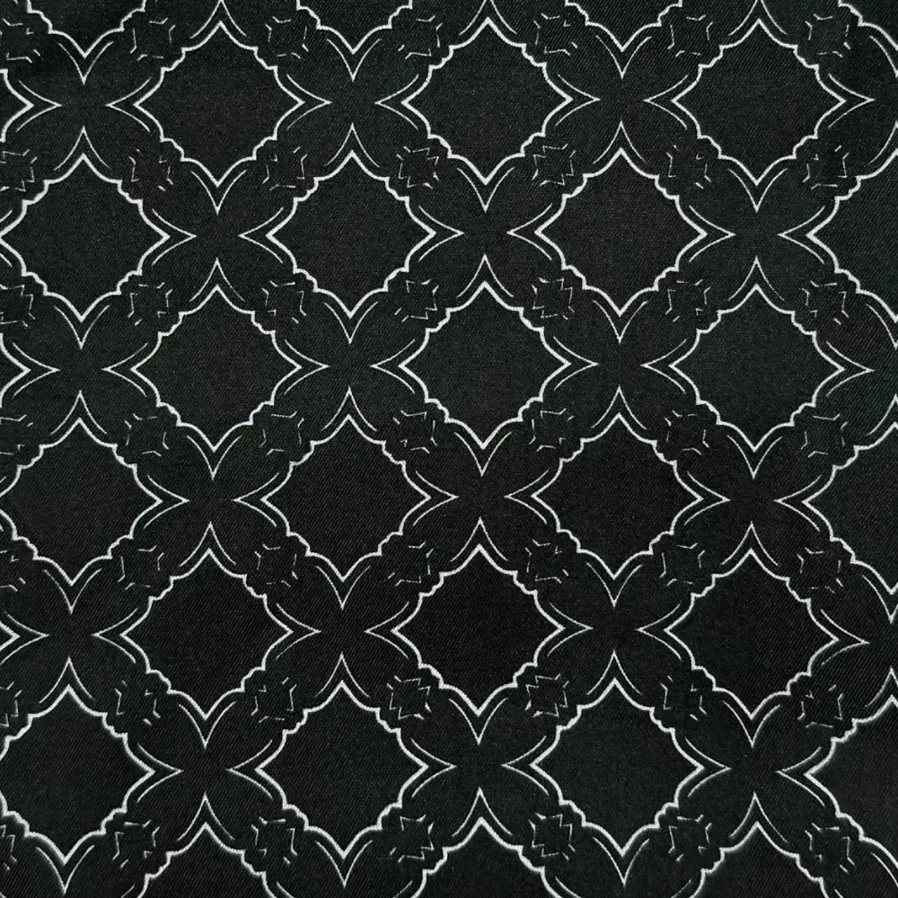 Black Geometric Silk Scarf for Men