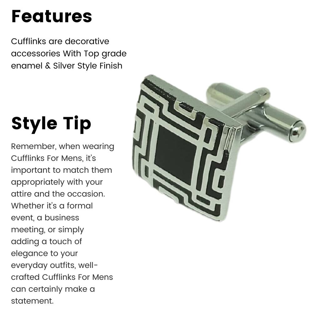 Black Formal Brass Cufflinks for Men