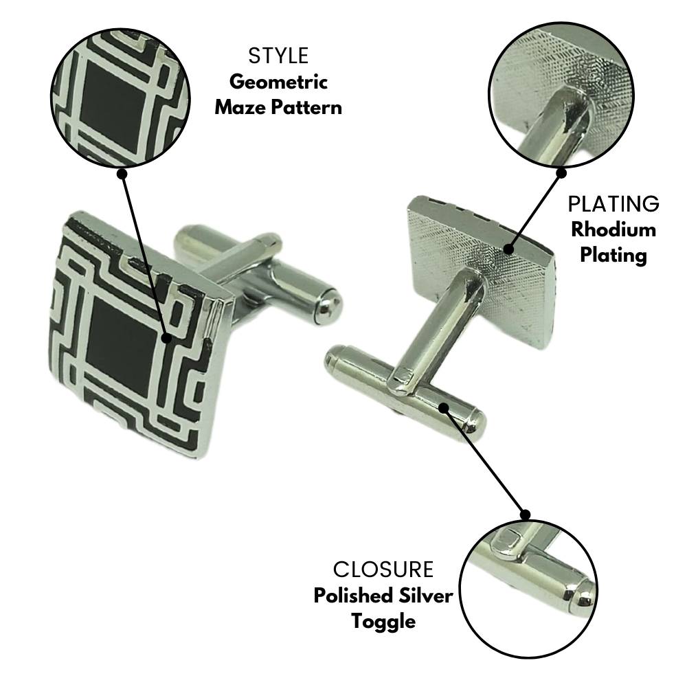 Black Formal Brass Cufflinks for Men