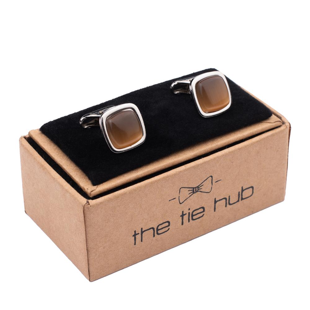 Brown Formal Brass Cufflinks for Men