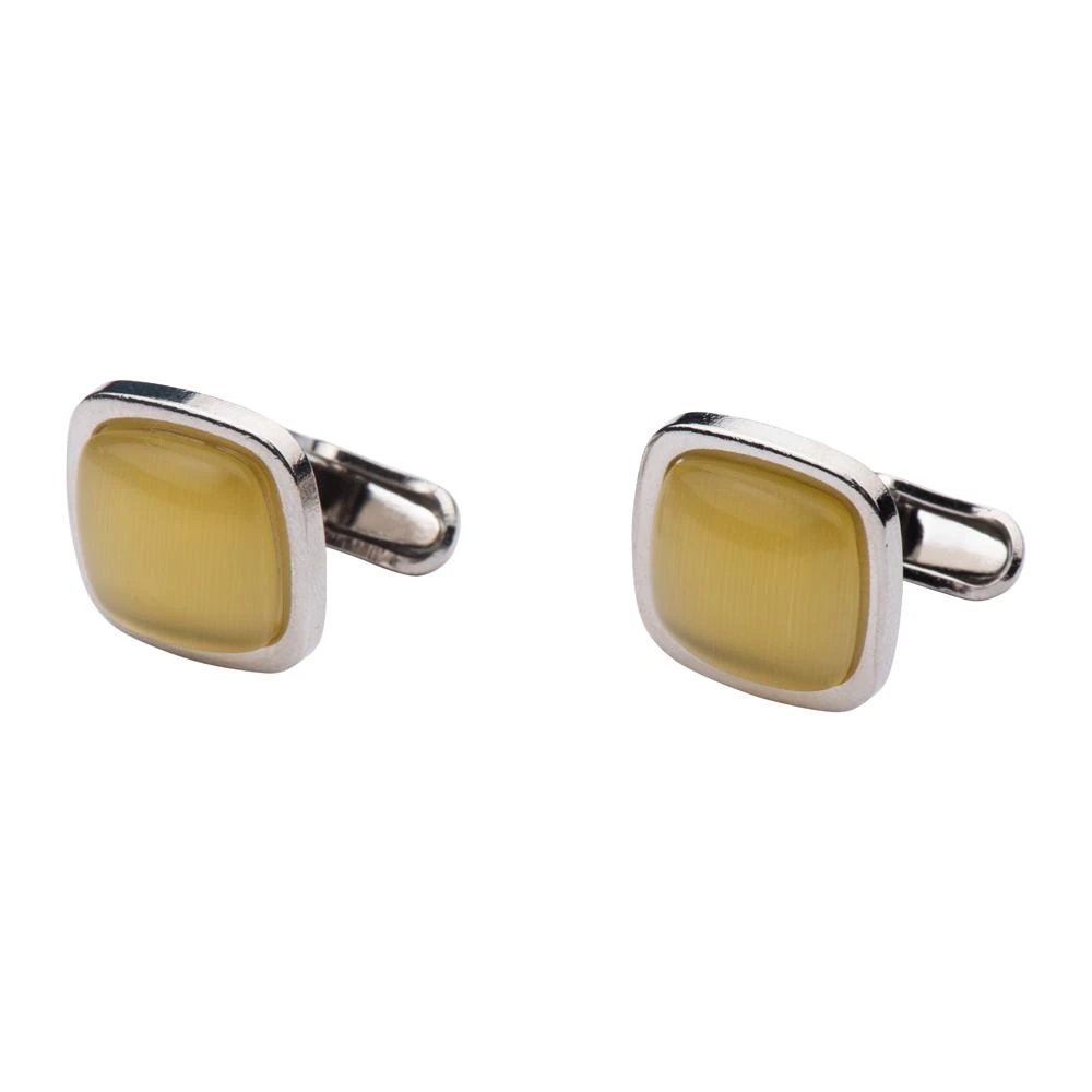 Yellow Formal Brass Cufflinks for Men
