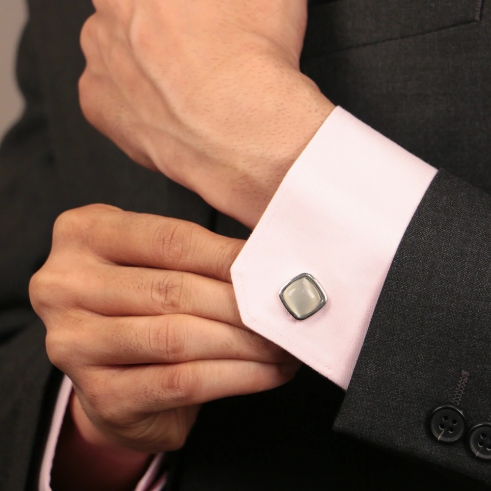 White Formal Brass Cufflinks for Men