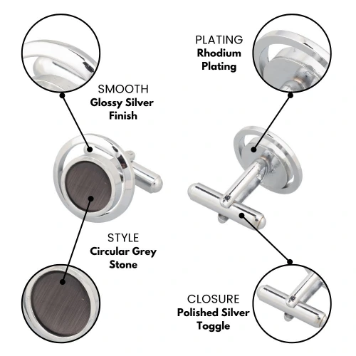 Grey Formal Brass Cufflinks for Men