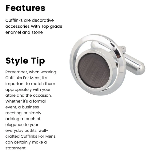 Grey Formal Brass Cufflinks for Men