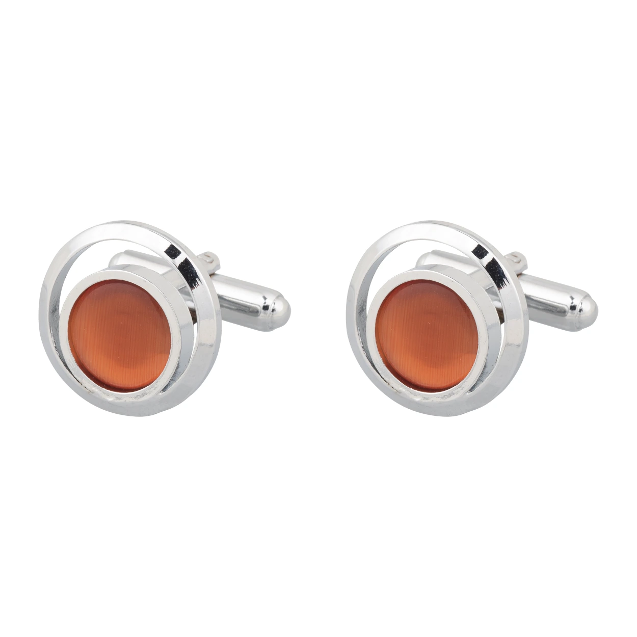 Orange Formal Brass Cufflinks for Men