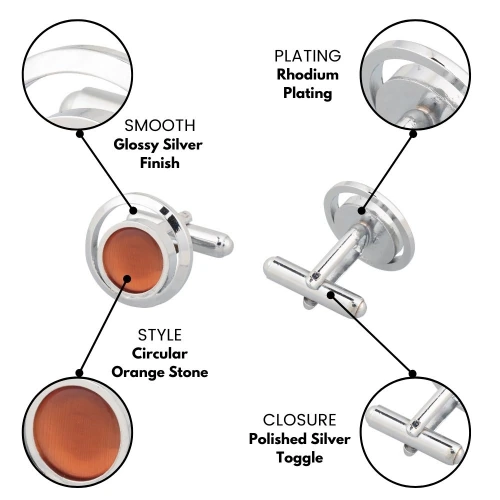 Orange Formal Brass Cufflinks for Men