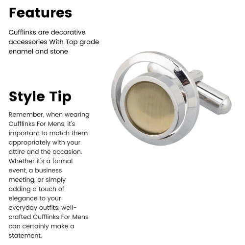 Yellow Formal Brass Cufflinks for Men