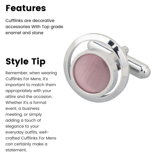 Pink Formal Brass Cufflinks for Men