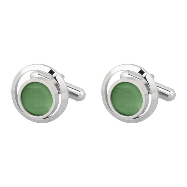Green Formal Brass Cufflinks for Men