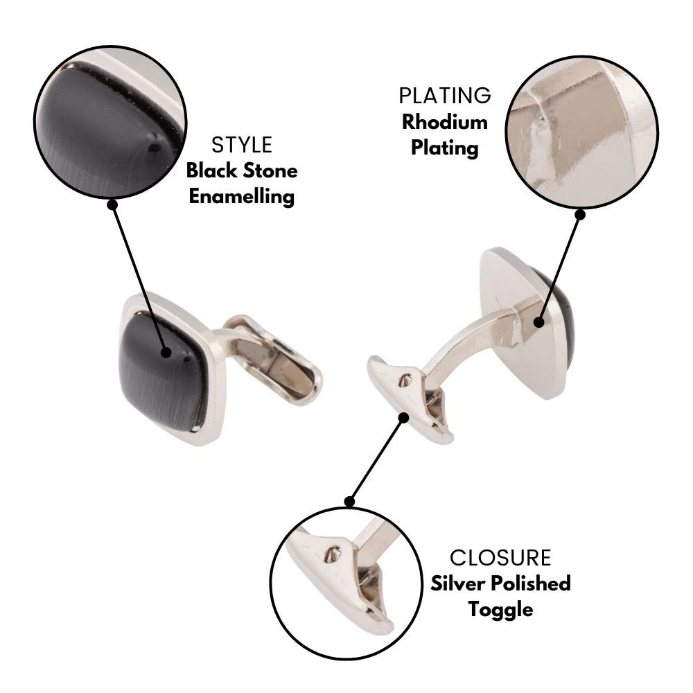 Black Formal Brass Cufflinks for Men
