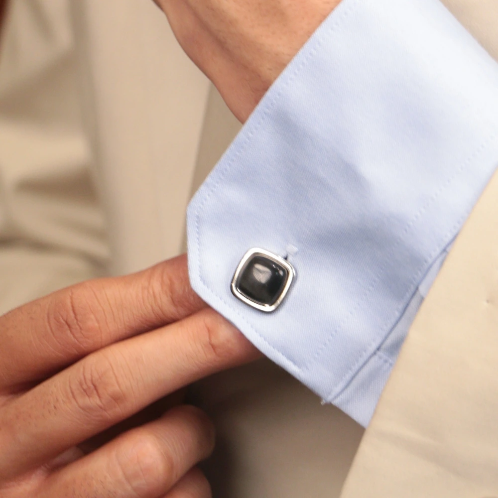 Black Formal Brass Cufflinks for Men