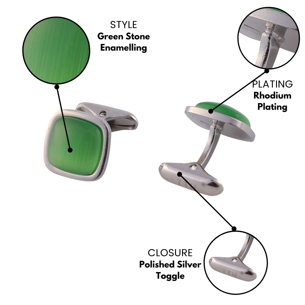 Green Formal Brass Cufflinks for Men