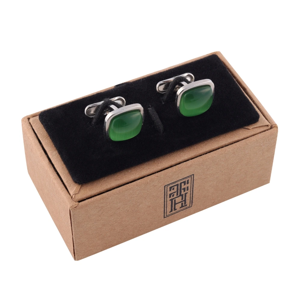 Green Formal Brass Cufflinks for Men