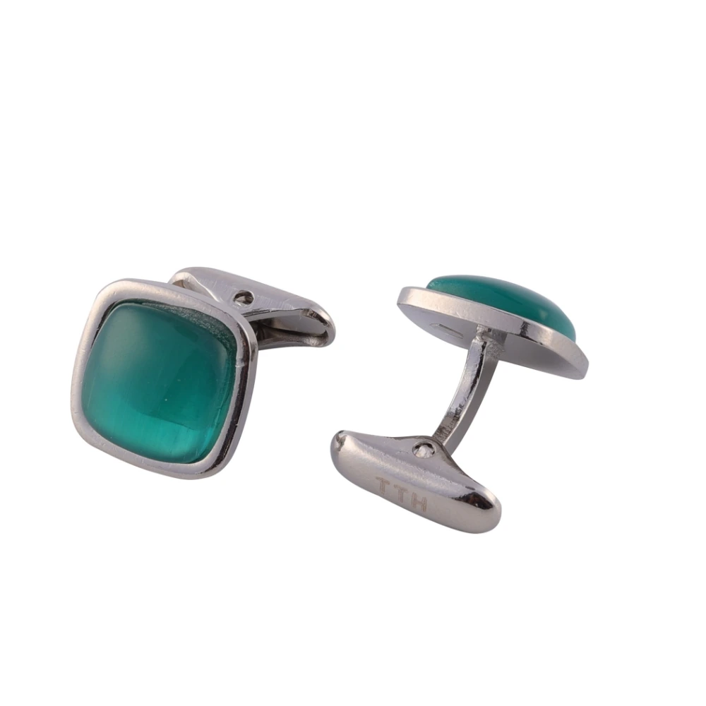 Green Formal Brass Cufflinks for Men