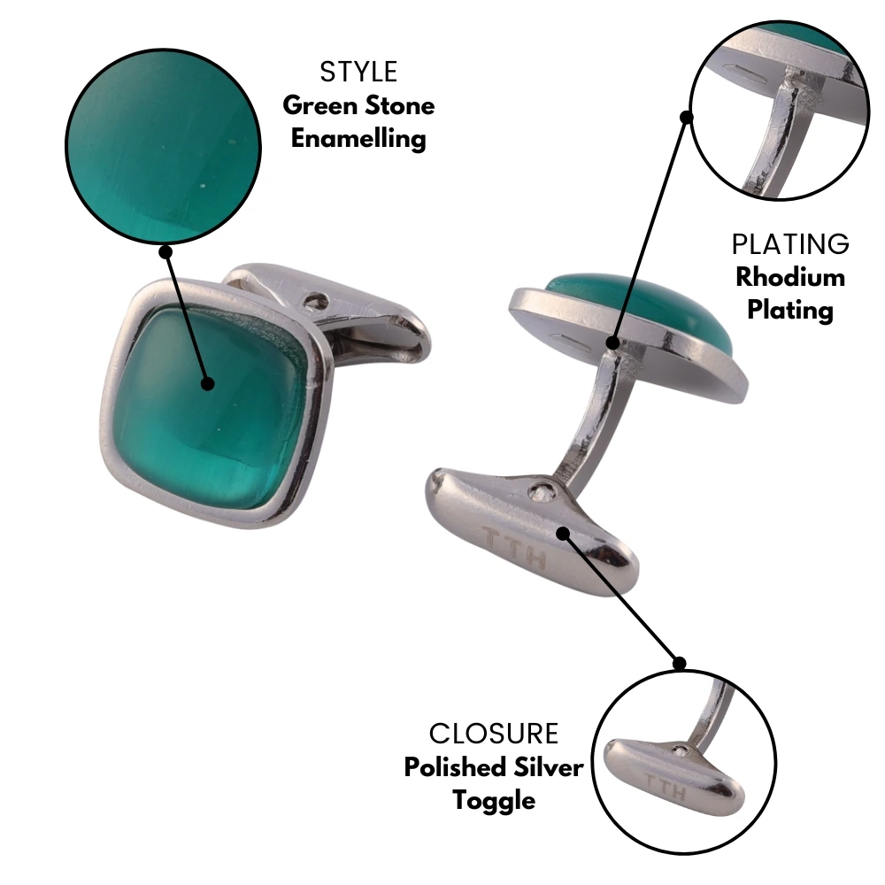 Green Formal Brass Cufflinks for Men